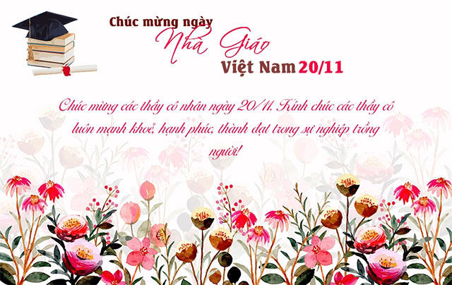 Thiệp hoa đẹp chúc mừng ngày Nhà giáo Việt Nam