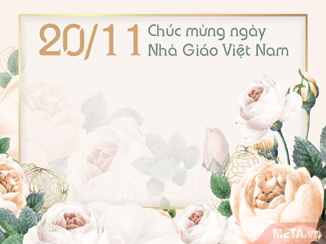 Thiệp mừng ngày Nhà giáo Việt Nam họa tiết đơn giản