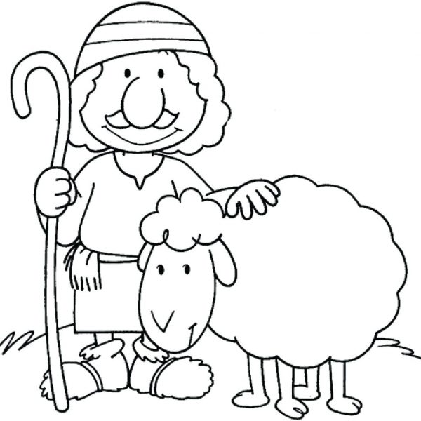 Tranh tô màu con cừu và bác chăn cừu
