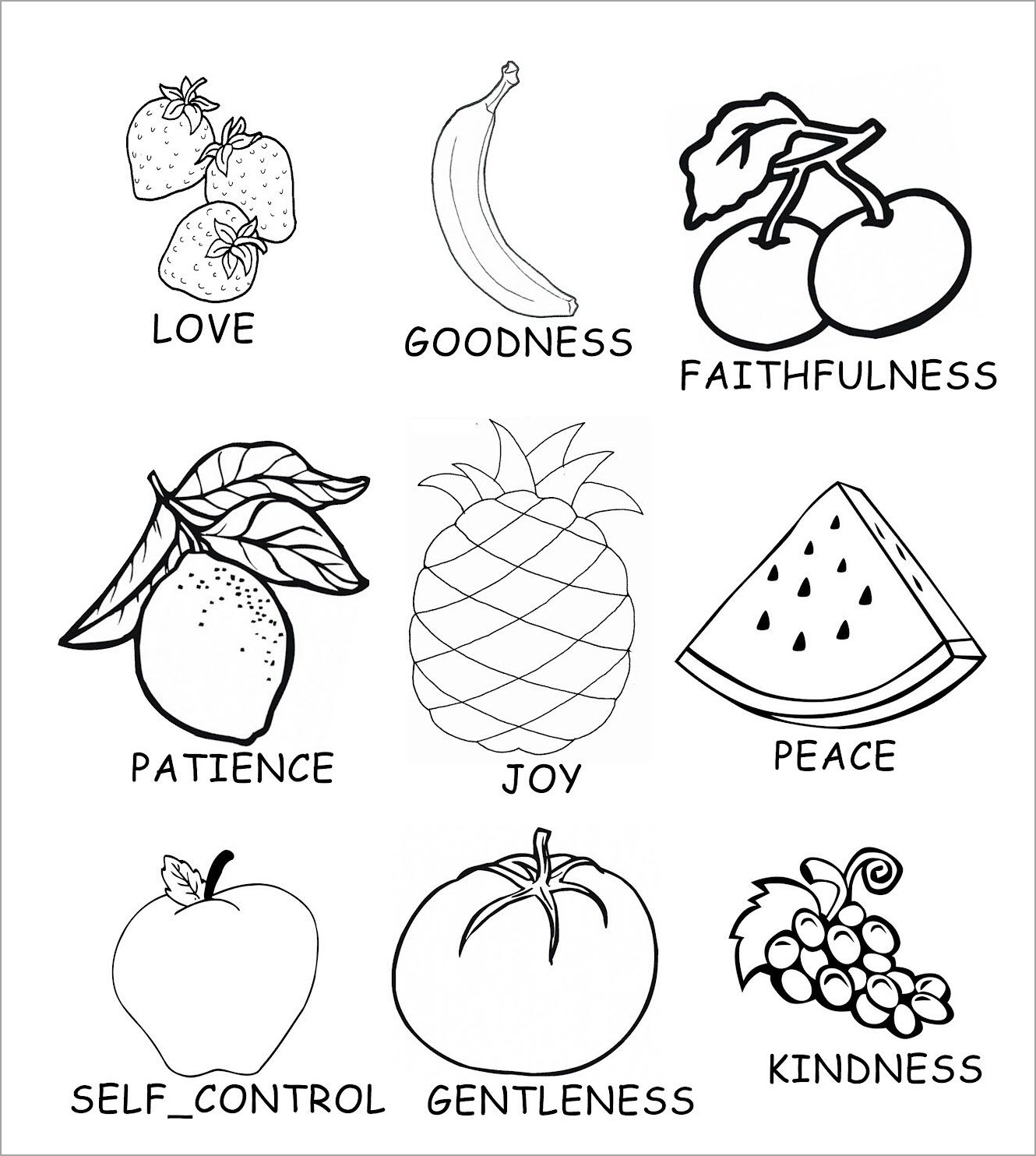 Hình tô màu các loại trái cây